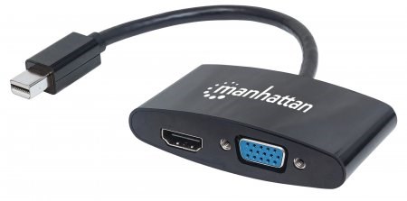 Adaptér MANHATTAN 2 v 1 4K Mini DisplayPort,  Mini DP samec na HDMI/ VGA samica,  pasívny,  čierny0 