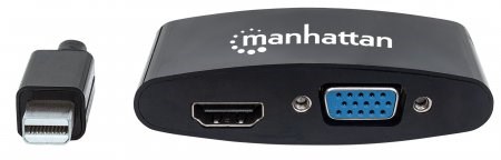 Adaptér MANHATTAN 2 v 1 4K Mini DisplayPort,  Mini DP samec na HDMI/ VGA samica,  pasívny,  čierny2 