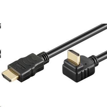 PremiumCord HDMI High Speed+Ethernet kábel,  pozlátený zahnutý konektor 270° 1m0 
