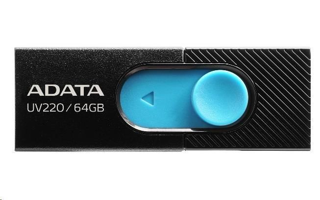 ADATA Flash Disk 64GB UV220,  USB 2.0 Dash Drive,  čierna/ modrá0 