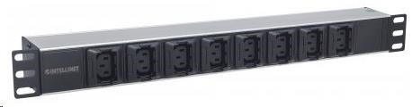 Intellinet PDU distribučný panel, 8x zásuvka C13, 1U rack, 2m odpojiteľný kábel, ochrana proti pádu0 