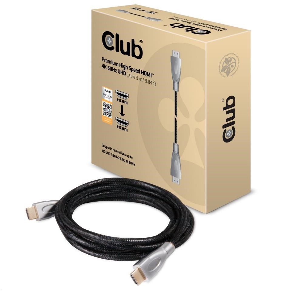Club3D Kabel Certifikovaný HDMI Premium High Speed,  HDMI 2.0 4K60Hz UHD,  3m0 