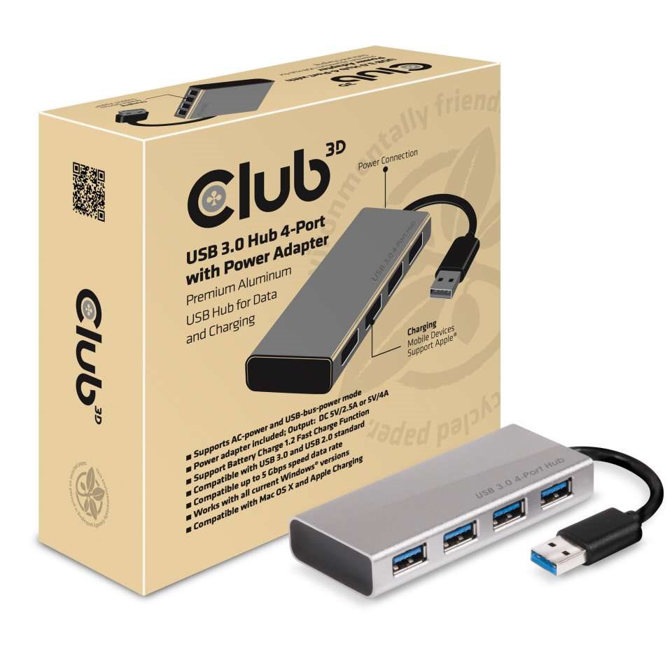 Club3D USB 3.1 Rozbočovač 4 porty s napájacím adaptérom0 