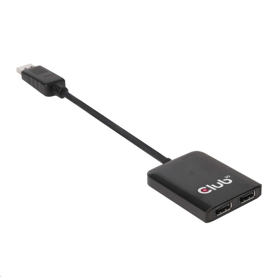 Club3D Video hub MST (Multi Stream Transport) DisplayPort na 2x DisplayPort,  napájanie USB6 