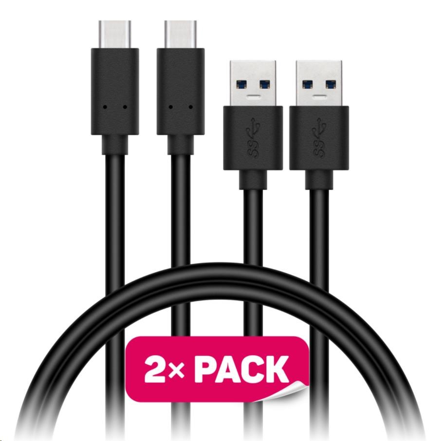 CONNECT IT Wirez USB-C (typ C) -> USB-A,  USB 3.1 Gen 1,  čierna,  1 m (2 ks v balení)0 