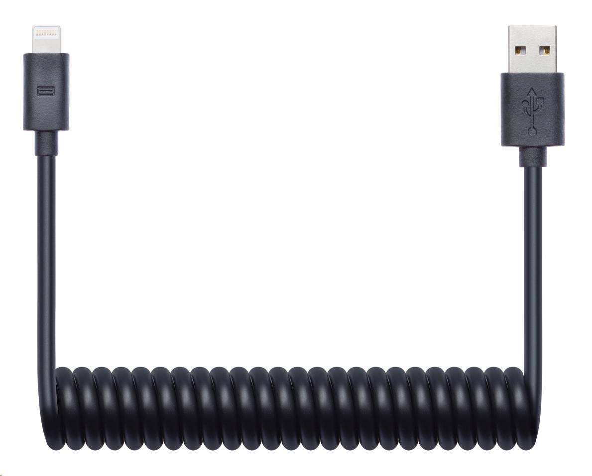 CONNECT IT Wirez Apple Lightning - špirálový flexibilný kábel USB,  1, 2 m,  čierny1 