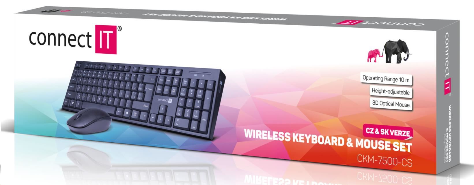 CONNECT IT Combo bezdrôtová čierna klávesnica + myš,  CZ + SK rozloženie4 