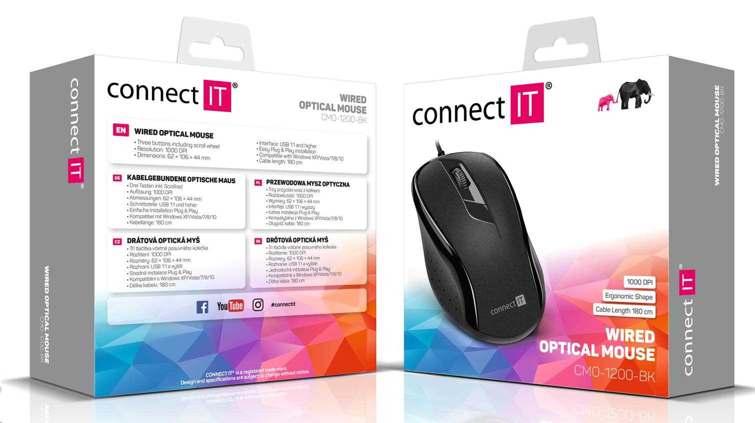 CONNECT IT Optická myš,  USB,  čierna5 