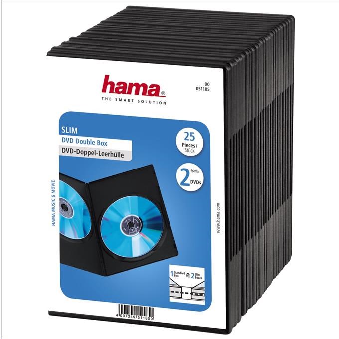 Hama DVD slimbox dvojitý,  25 ks,  čierny0 