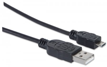 MANHATTAN Pripojovací kábel USB 2.0 A samec /  Micro-B samec,  1.8 m,  čierna1 