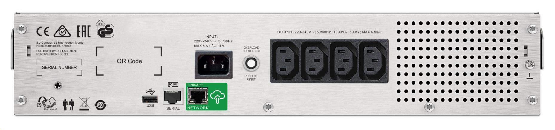 APC Smart-UPS C 1000VA LCD RM 2U 230V so SmartConnect (600W)1 