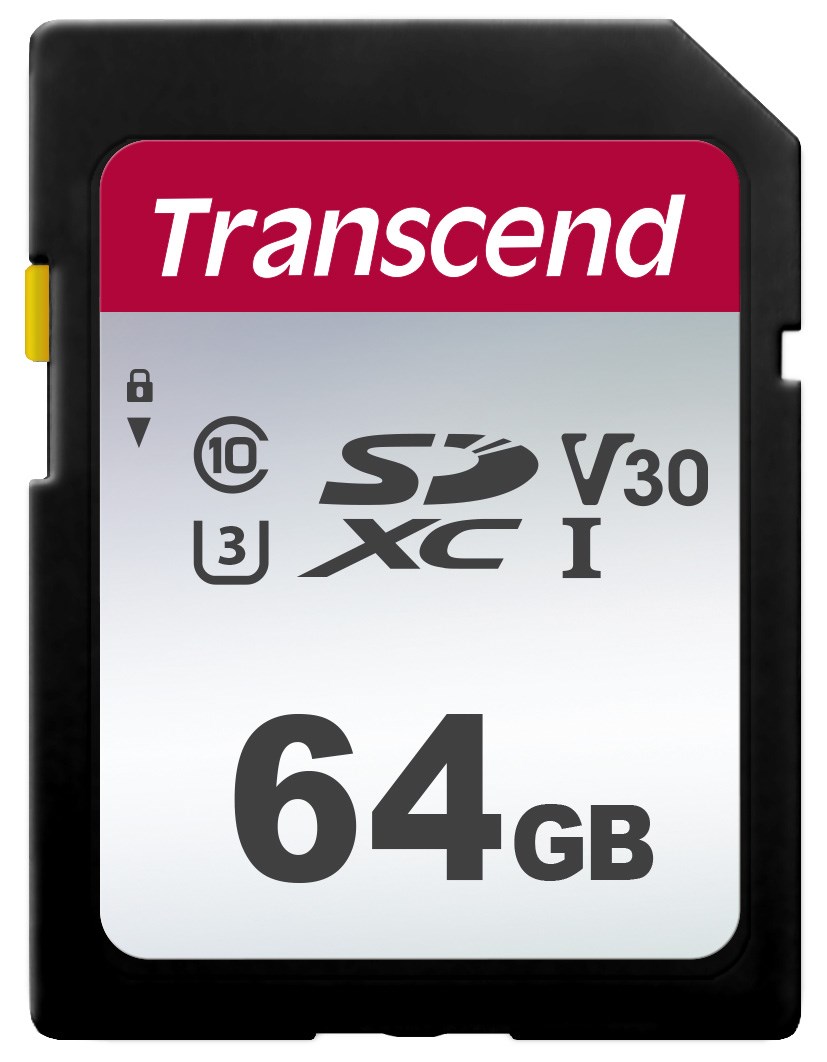 Karta TRANSCEND SDXC 64GB 300S,  UHS-I U3 V10 (R:100/ W:25 MB/ s)0 