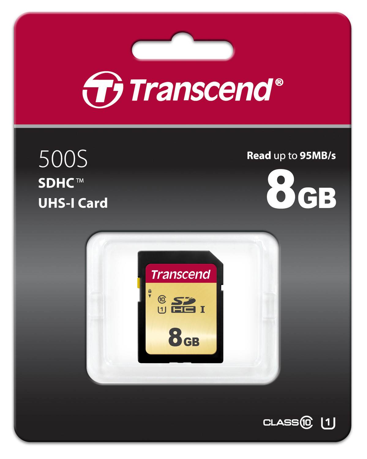 Karta TRANSCEND SDHC 8GB 500S,  UHS-I U1 (R:95/ W:20 MB/ s)0 
