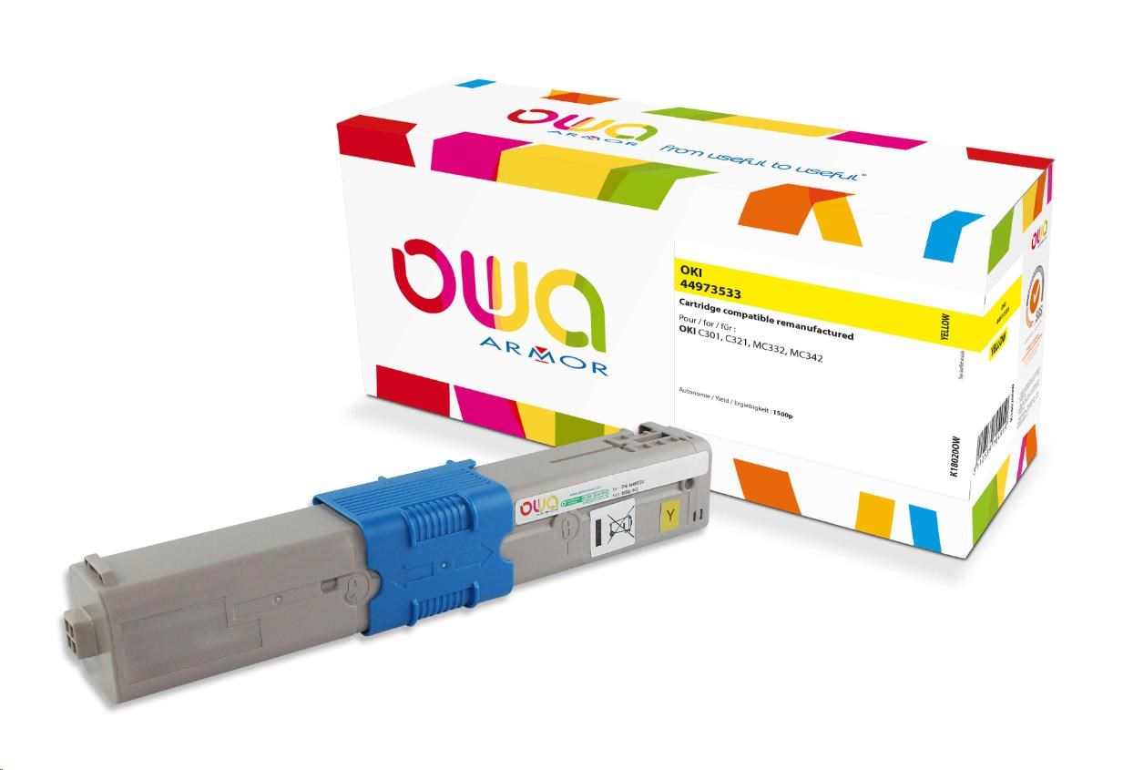 OWA Armor toner pre OKI C301,  C321,  MC332,  MC342,  1500p,  44973533,  žltý/ žltý0 