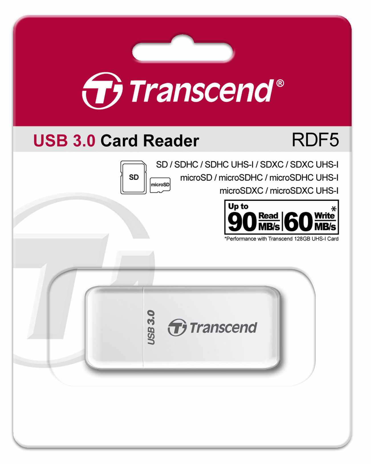 Čítačka kariet TRANSCEND F5,  USB 3.0,  biela3 