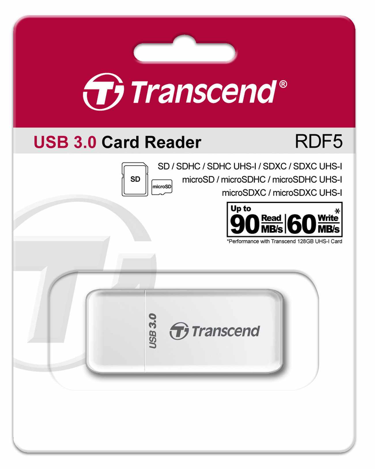 Čítačka kariet TRANSCEND F5,  USB 3.0,  biela2 