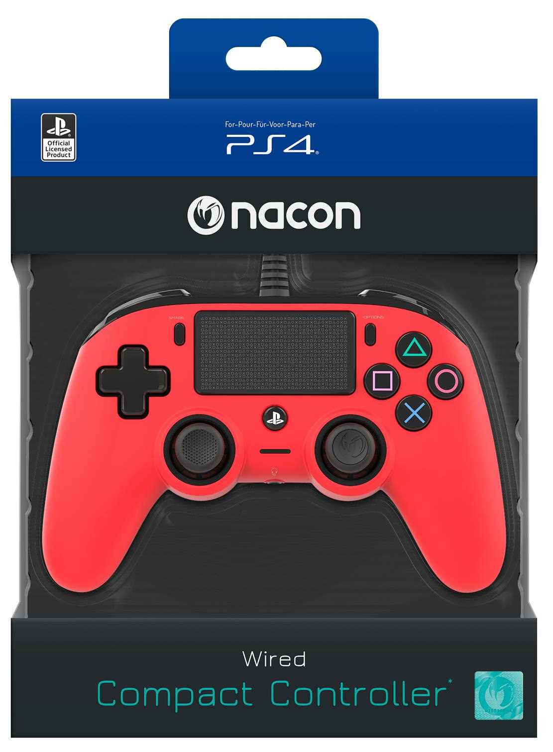 Nacon Wired Compact Controller - ovladač pro PlayStation 4 - červený4 