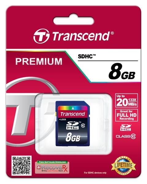Karta TRANSCEND SDHC 8 GB Premium,  trieda 101 