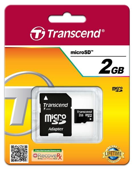 Karta TRANSCEND MicroSD 2GB + adaptér1 