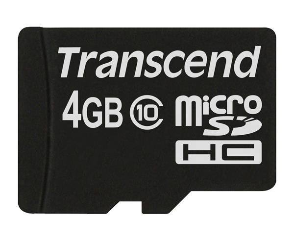 Karta TRANSCEND MicroSDHC 4 GB triedy 10,  bez adaptéra0 