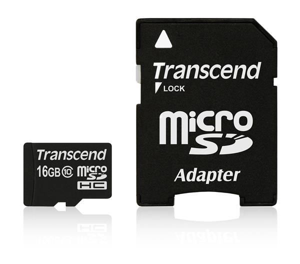 Karta TRANSCEND MicroSDHC 16 GB triedy 10 + adaptér1 