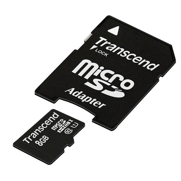 Karta TRANSCEND MicroSDHC 8GB Premium,  Class 10 UHS-I 300x + adaptér1 
