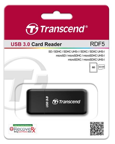 TRANSCEND Card Reader F5,  USB 3.0,  Black3 