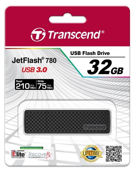 TRANSCEND Flash disk 32GB JetFlash®780,  USB 3.0 (R:210/ W:75 MB/ s) čierna2 