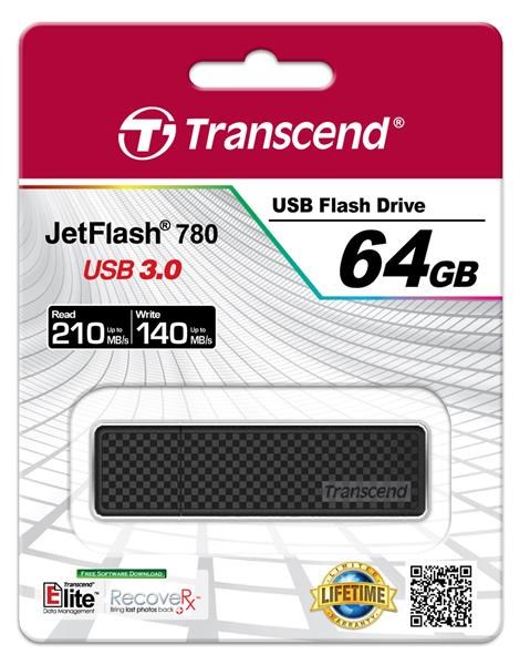 TRANSCEND Flash disk 64GB JetFlash®780,  USB 3.0 (R:210/ W:140 MB/ s) čierna2 