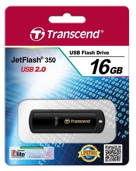 TRANSCEND Flash disk 16GB JetFlash®350,  USB 2.0 (R:13/ W:4 MB/ s) čierna1 