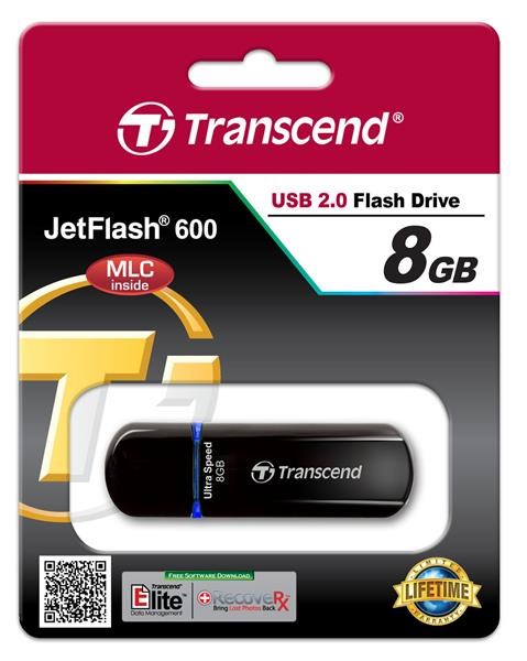 TRANSCEND Flash disk 8GB JetFlash®600,  USB 2.0 (R:32/ W:12 MB/ s) čierna/ modrá4 
