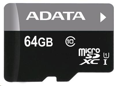 Karta ADATA MicroSDXC 64GB Premier UHS-I Class 10 + SD adaptér0 