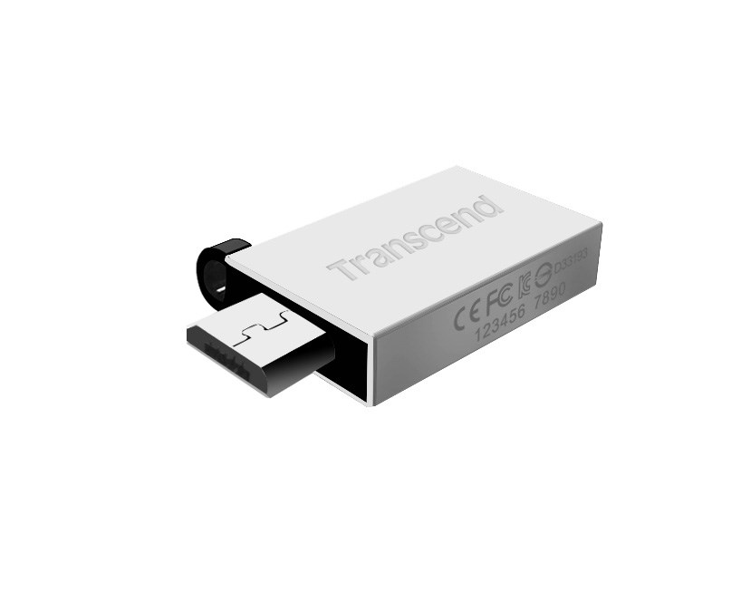 TRANSCEND Flash disk 8GB JetFlash®380S,  USB 2.0/ micro USB (R:20/ W:5 MB/ s) strieborná2 