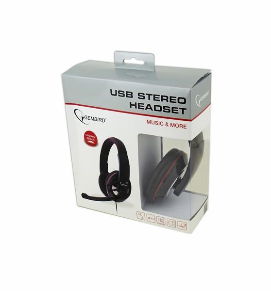GEMBIRD sluchátka s mikrofonem MHS-U-001 Gaming,  černá,  USB3 