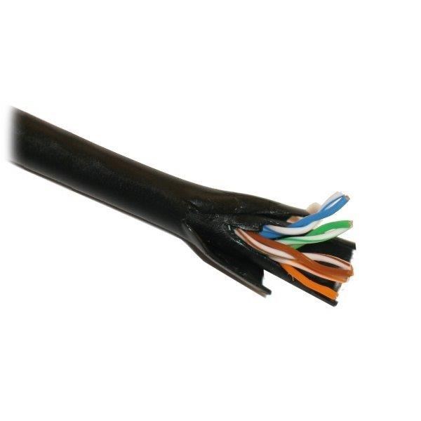 UTP kabel PlanetElite,  Cat5E,  drát,  dvojitý venkovní PE+PE,  černý,  305m,  cívka0 