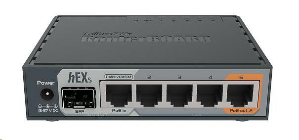 MIKROTIK RouterBOARD hEX S + L4 (880MHz, 256 MB RAM, 5xGLAN, 1x SFP, switch, plastic case, zdroj)0 