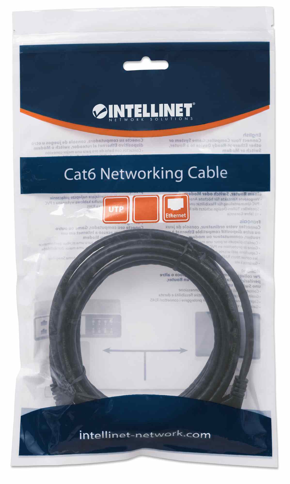 Intellinet Patch kábel Cat6 UTP 0, 5 m čierny,  cca2 