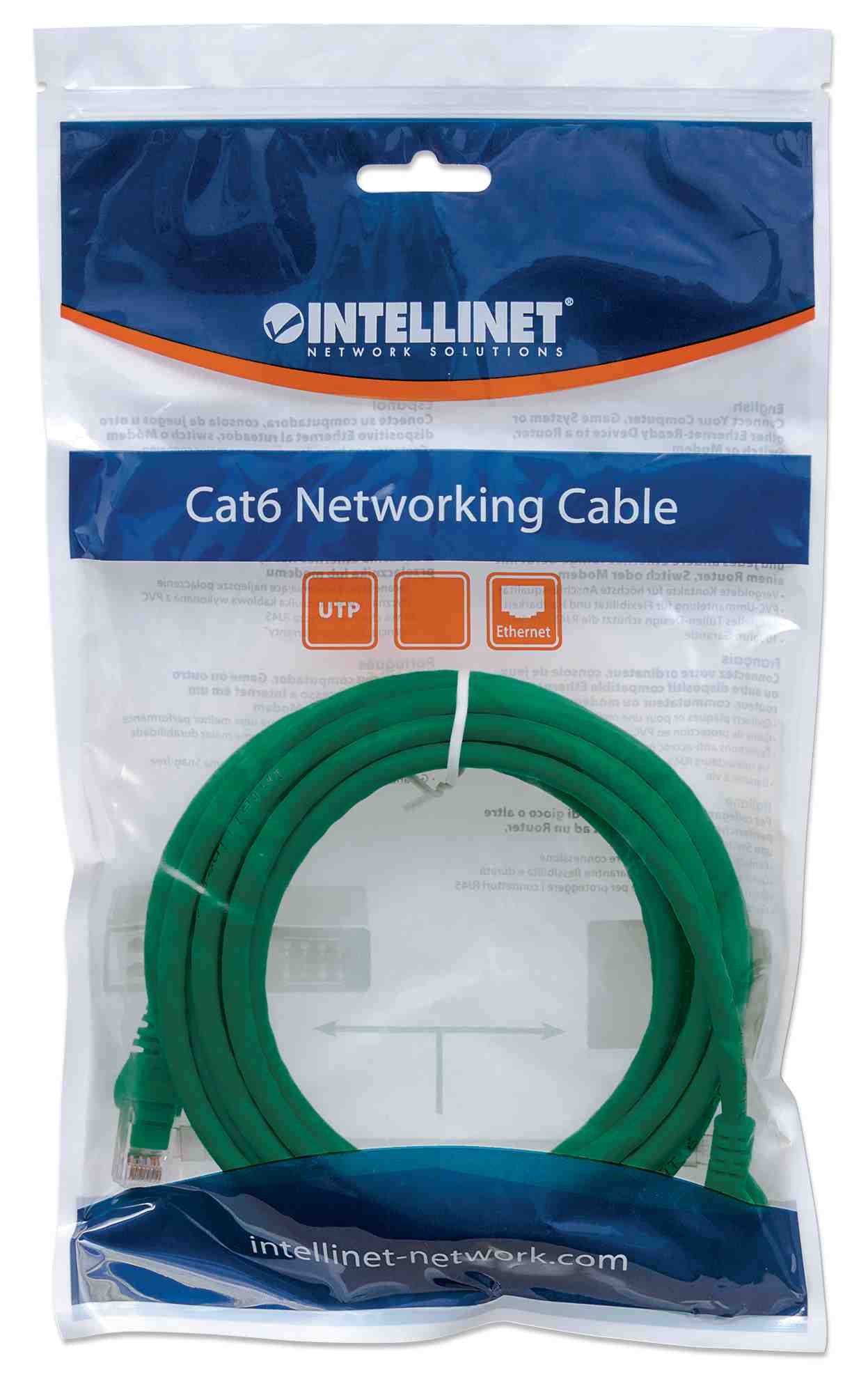 Intellinet Patch kábel Cat6 UTP 15m zelený,  cca1 