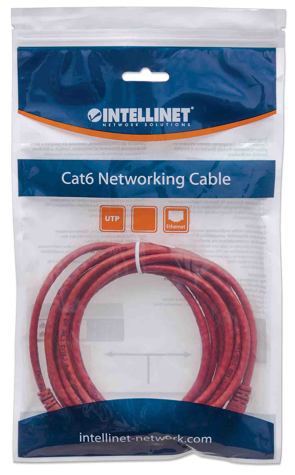 Intellinet Patch kábel Cat6 UTP 7, 5m červený,  cca0 