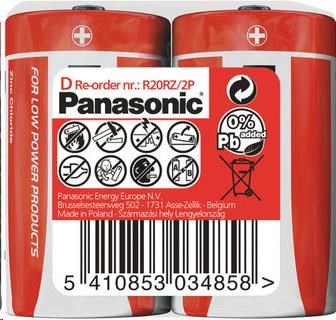 PANASONIC Zinkouhlíkové baterie Red Zinc R20RZ/ 2P D 1, 5V (shrink 2ks)0 