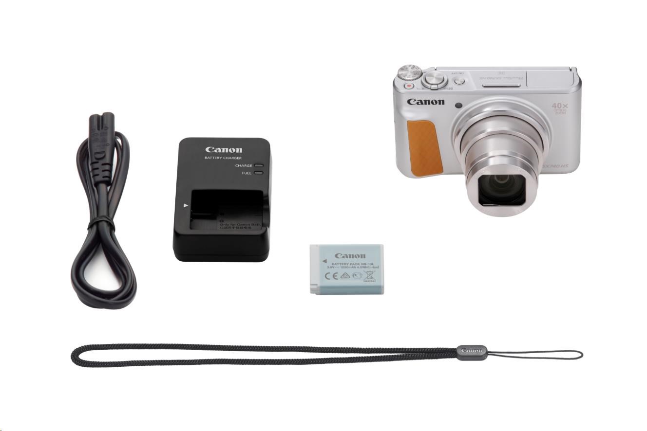 Canon PowerShot SX740 HS,  20.3Mpix,  40x zoom,  WiFi,  4K video - stříbrný - Travel kit2 