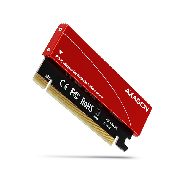 AXAGON PCEM2-S,  PCIe x16 - M.2 NVMe M-key slot adaptér,  kovový kryt pre pasívne chladenie4 