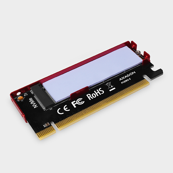 AXAGON PCEM2-S,  PCIe x16 - M.2 NVMe M-key slot adaptér,  kovový kryt pre pasívne chladenie6 