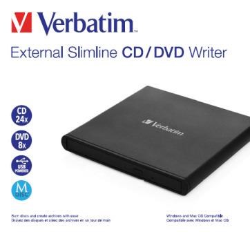 VERBATIM Slimline CD/ DVD Writer USB externá mechanika - bez NERO0 