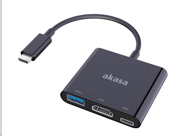 Adaptér AKASA USB Type-C na HDMI s USB 3.0 
