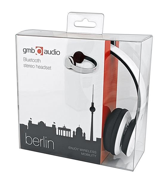 GEMBIRD sluchátka s mikrofonem Berlin,  Bluetooth,  bílá3 