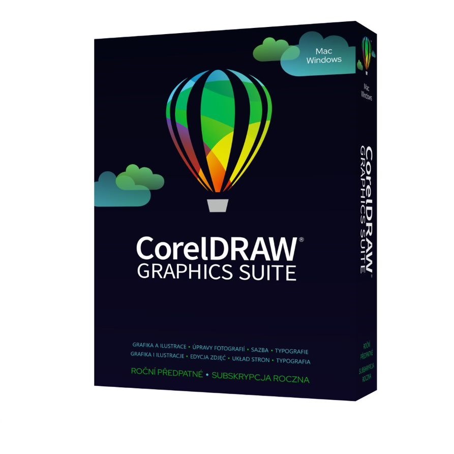 CorelDRAW Graphics Suite 365 dní prenájom licencie 1 Lic ESD EN/ FR/ DE/ IT/ SP/ BP/ NL/ CZ/ PL2 