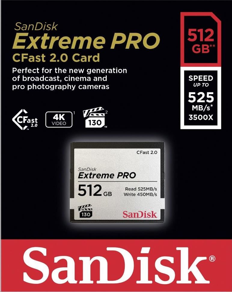 SanDisk CFAST 2.0 512GB Extreme Pro (525 MB/ s VPG130)0 