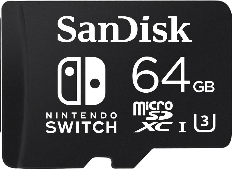 Karta SanDisk MIcroSDXC 64GB pre Nintendo Switch (R:100/ W:90 MB/ s,  UHS-I,  V30,  U3,  C10,  A1) licencovaný produkt1 