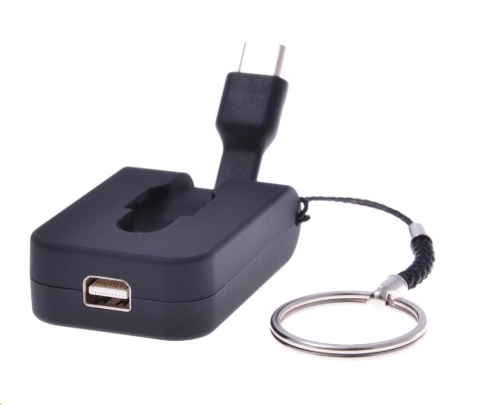 Adaptér PREMIUMCORD USB 3.1 samec Type-C na samicu mini DisplayPort,  navíjací kábel a krúžok na kľúče0 